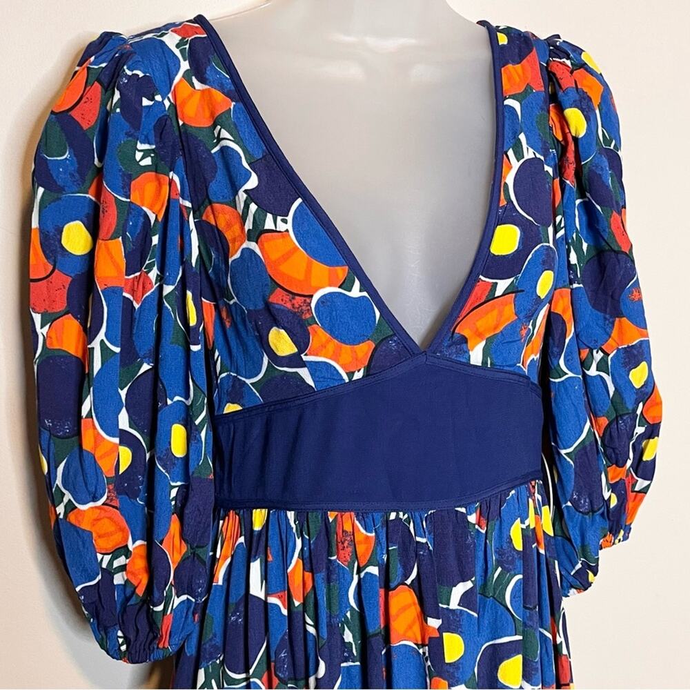 NWT STAUD Affogato Maxi Dress Colorful Patchwork Puff Sleeve Size 4 - Picture 4 of 12